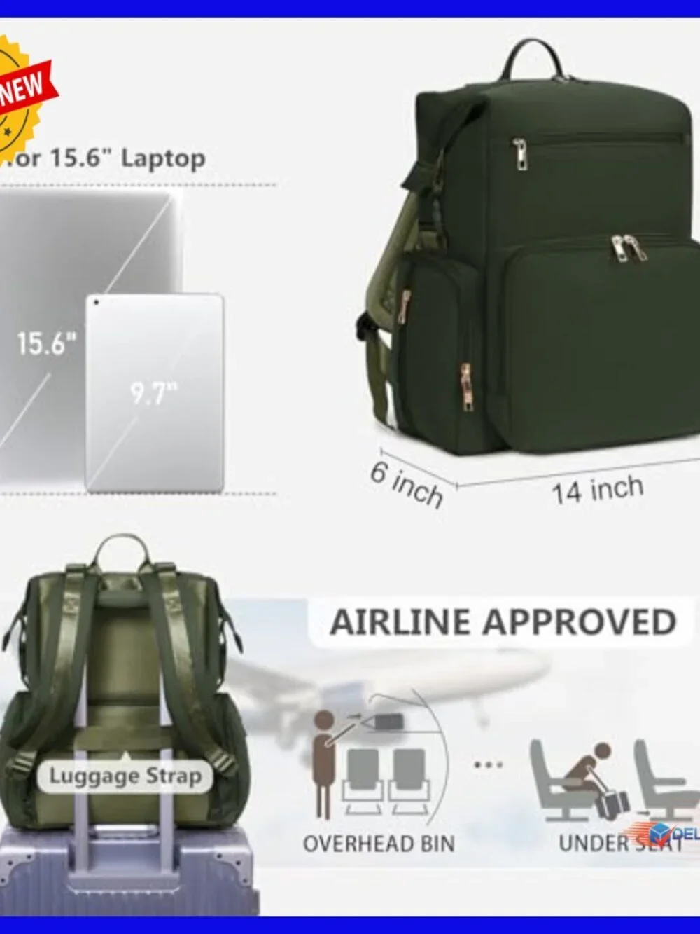 Large Neoprene Diaper Backpack with Insulated Pockets & Changing Pad